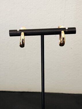 Vintage Napier Gold Tone Screw Back Clip-On Hoop Earrings